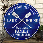10 HG. Lake House Personalized - sample design Door Sign Mockup 6