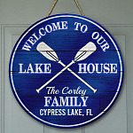 10 HG. Lake House Personalized - sample design Door Sign Mockup 9