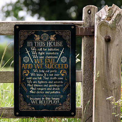 Alternative view of DnD In This House We Roll For Initiative We Roleplay Retro Metal Sign - Dungeons Indoor Outdoor Decor