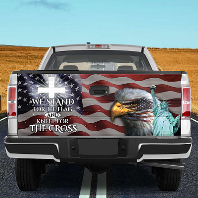 We Stand for The Flag and Kneel for The Cross Patriotic Decal Truck Tailgate Decal Sticker Wrap - Graphic Decal Sticker