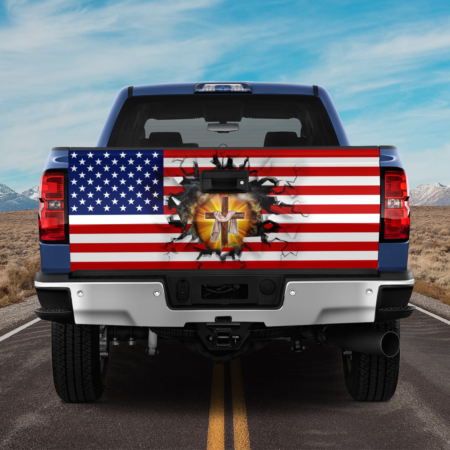 3O. Jesus Cross (4) Tailgate Wrap Mockup 11