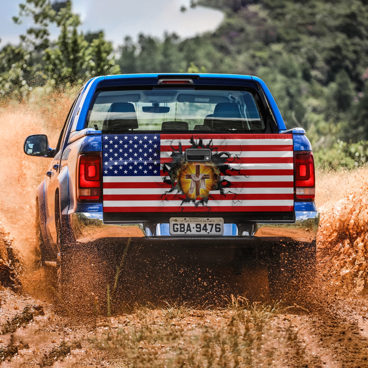 3O. Jesus Cross (4) Tailgate Wrap Mockup 3