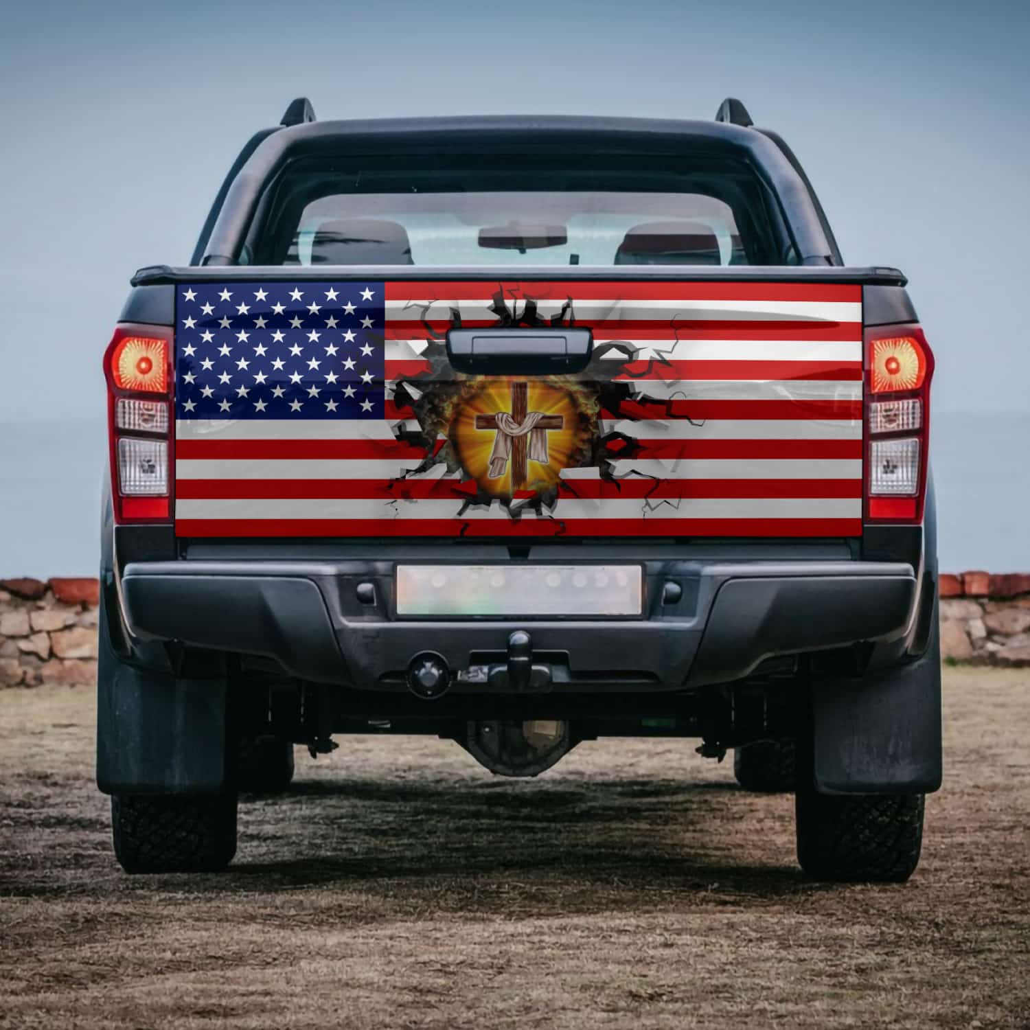 3O. Jesus Cross (4) Tailgate Wrap Mockup 4