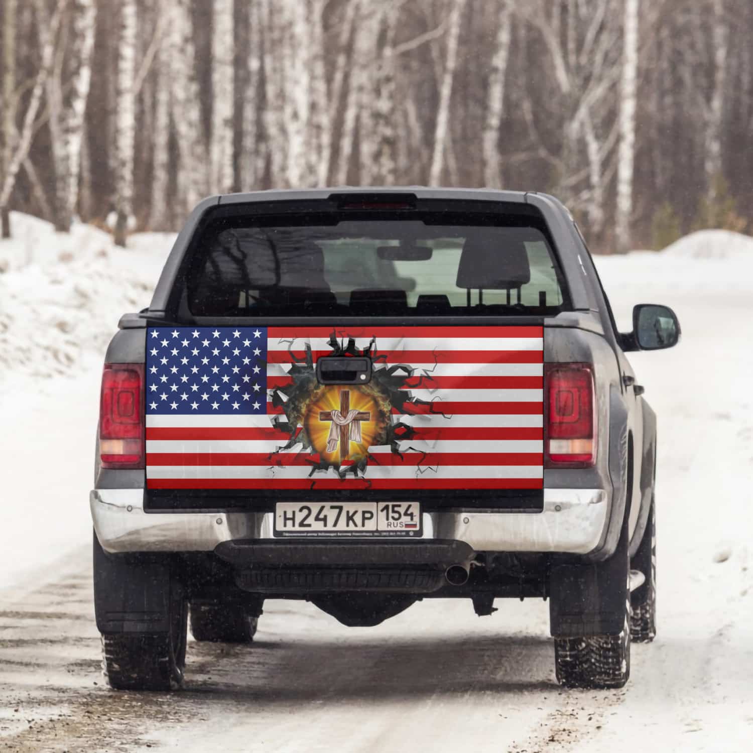 3O. Jesus Cross (4) Tailgate Wrap Mockup 6