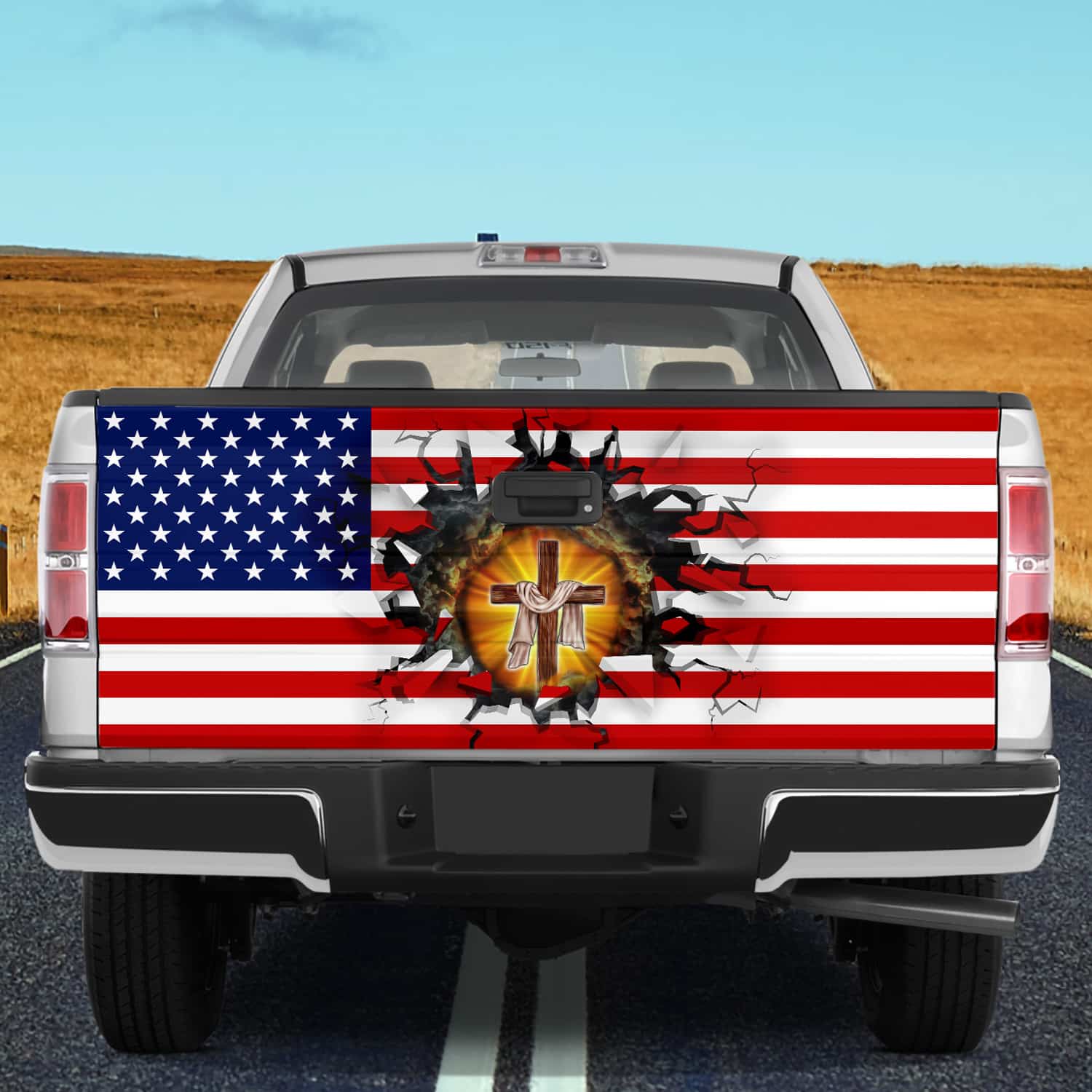 3O. Jesus Cross (4) Tailgate Wrap Mockup 10