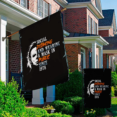 Alternative view of Michael Myers Social Distancing And Wearing A Mask In Public Since 1978 Garden Flag - Halloween House Flag