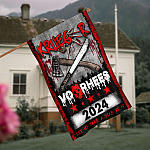 Krueger Voorhees 2024 Let Us Take A Stab At It Outdoor House Flag - Funny Halloween Home Garden Flag