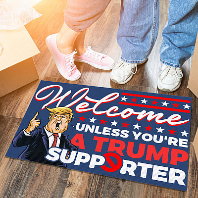 Alternative view of Welcome Unless You’re a Trump Supporter - Anti Trump Doormat Funny Political Entrance Indoor Outdoor Decorative Doormat