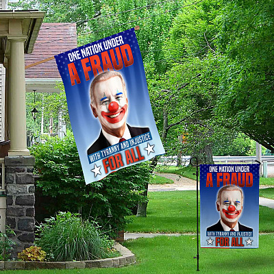 Alternative view of One Nation Under A Fraud With Tyranny And Injustice For All Outdoor Garden Flag - House Flag - Wall Flag