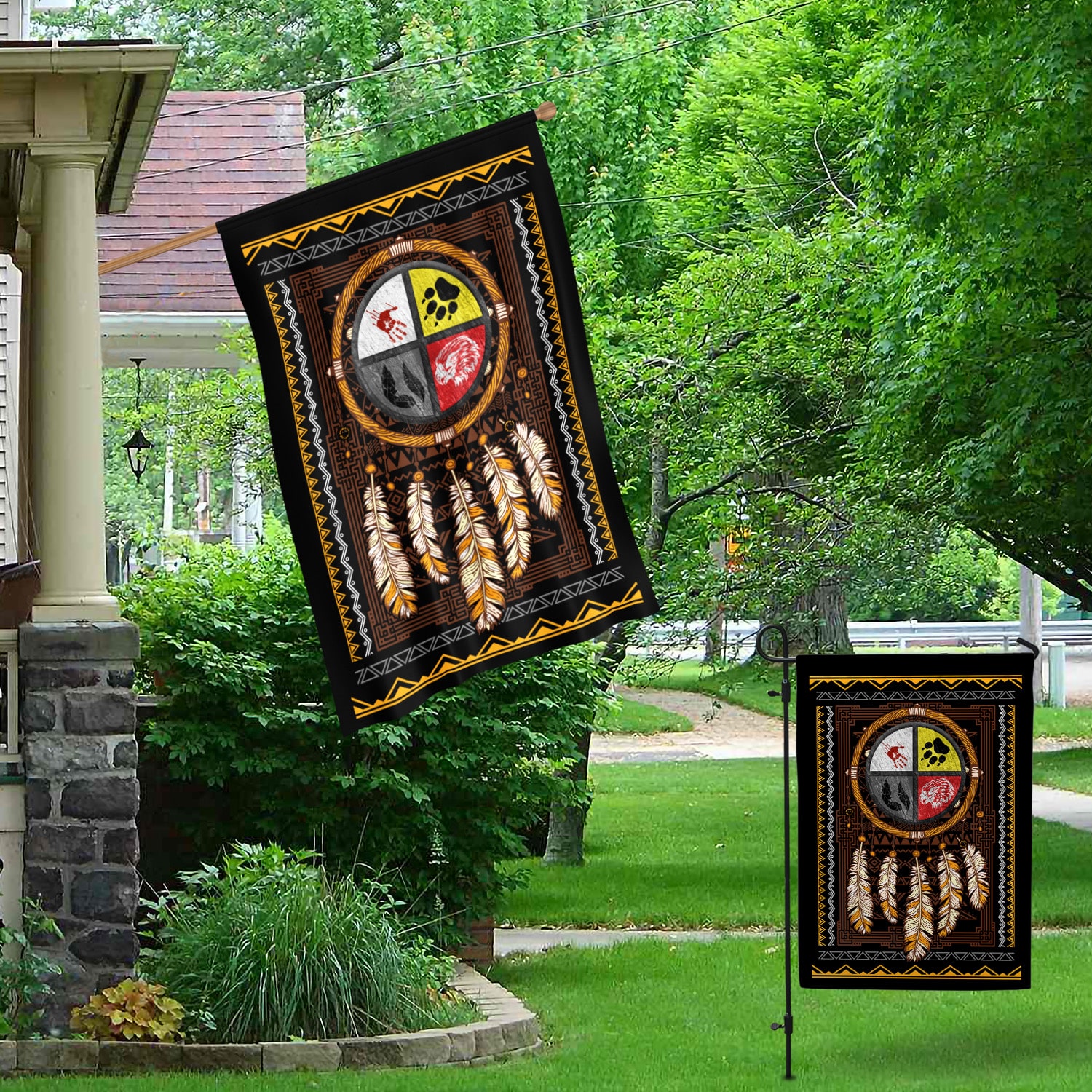 4KT. Four Direction Medicine Wheel-30x40 Garden & House Mockup 1