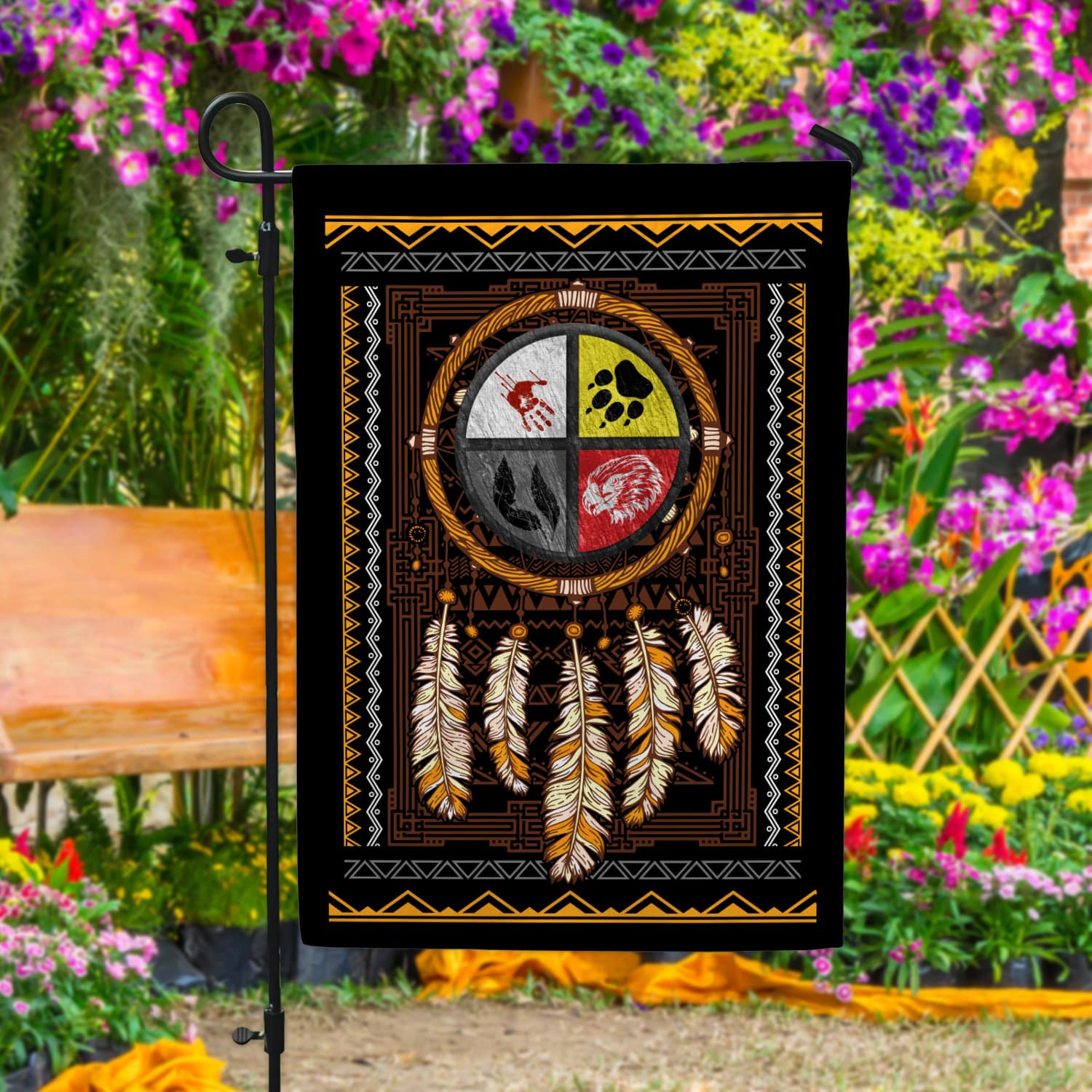 4KT. Four Direction Medicine Wheel-30x40 Garden Flag Mockup 4