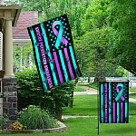3VT. Suicide Prevention Flag Garden & House Mockup 1