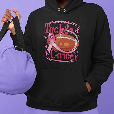 Alternative view of Tackle Breast Cancer Awareness Football Hoodie - Sweatshirt - Long Sleeve Shirt