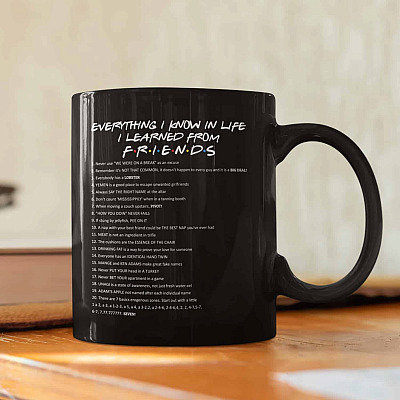 Alternative view of Everything I Know I Learned From Friends Ceramic Coffee Mug - Beer Stein - Water Bottle