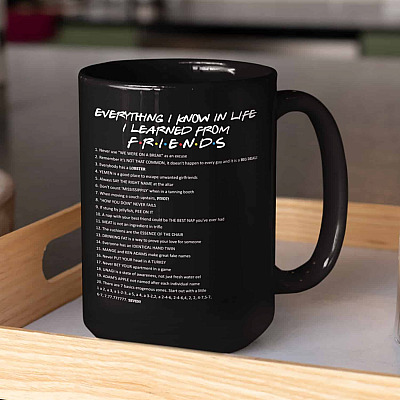 Everything I Know I Learned From Friends Ceramic Coffee Mug - Beer Stein - Water Bottle