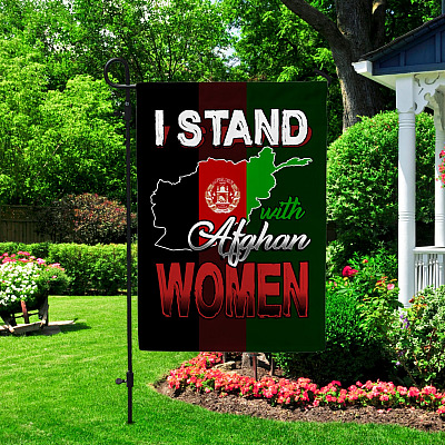 Alternative view of I Stand with Afghanistan Women Garden Flag - House Flag - Wall Flag - Afghanistan Women Flag