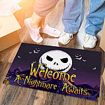 Welcome A Nightmare Awaits Outdoor Indoor Doormat - Funny Jack Skellington Nightmare Before Christmas Door Mat