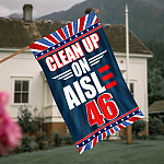 3KT. Clean Up On Aisle 46-30x40 House Flag Mockup 4