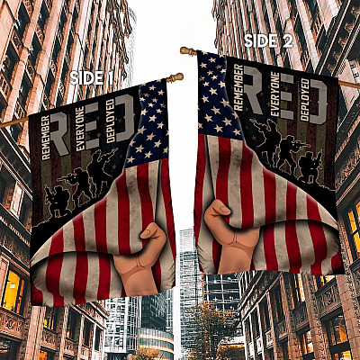 Alternative view of Red Remember Everyone Deployed Soldiers Decorative Garden Flag - Red Friday House Flag - Wall Flag