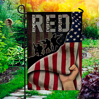Red Remember Everyone Deployed Soldiers Decorative Garden Flag - Red Friday House Flag - Wall Flag