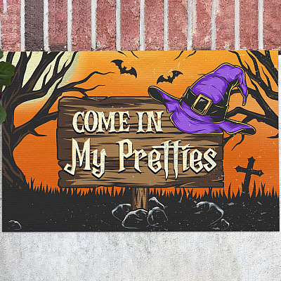 Come In My Pretties Witch Halloween Indoor Doormat - Funny Halloween Welcome Outdoor Doormat