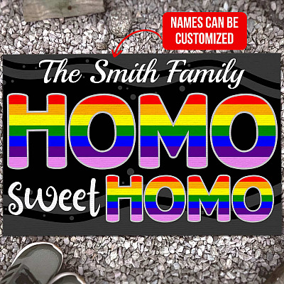 Alternative view of Personalized LGBT Gifts Homo Sweet Homo Rainbow Indoor Doormat - LGBTQ Gay Pride Welcome Outdoor Door Mat