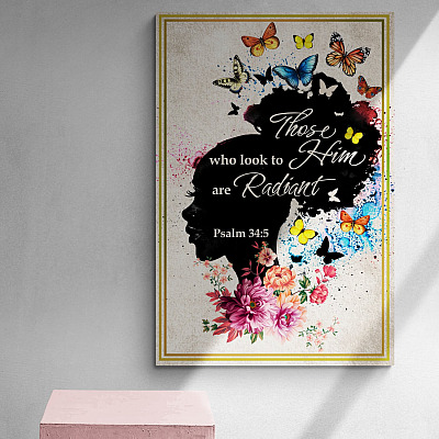 Those Who Look to Him Are Radiant Psalm 34:5 Gallery Wrapped Framed Canvas Print - Home Decor Wall Art - Poster
