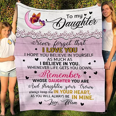 Alternative view of Mom to My Daughter Never Forget that I Love You Vintage Butterfly Fleece Blanket - Mink Blanket - Woven Blanket