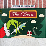 Personalized Christmas Doormat Green Character Vaccine Christmas Indoor Outdoor Doormat