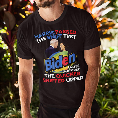 Alternative view of Harris Passed The Sniff Test Biden The Quicker Sniffer Upper T-Shirt - Funny Biden Harris V-Neck Tee