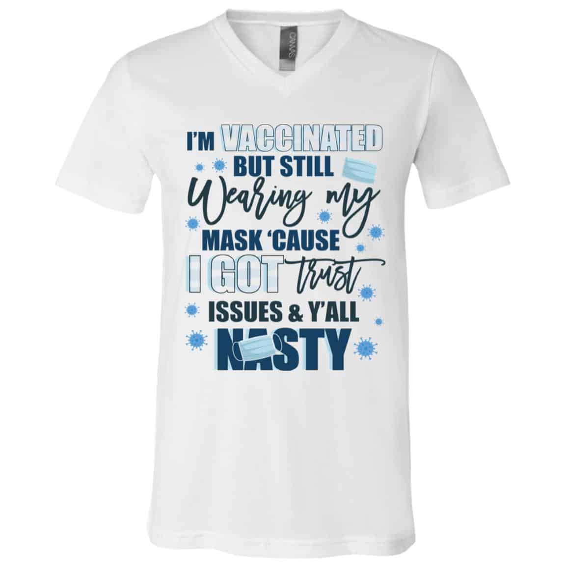 I'm Vaccinated Tshirt, White, V-Neck T-Shirt