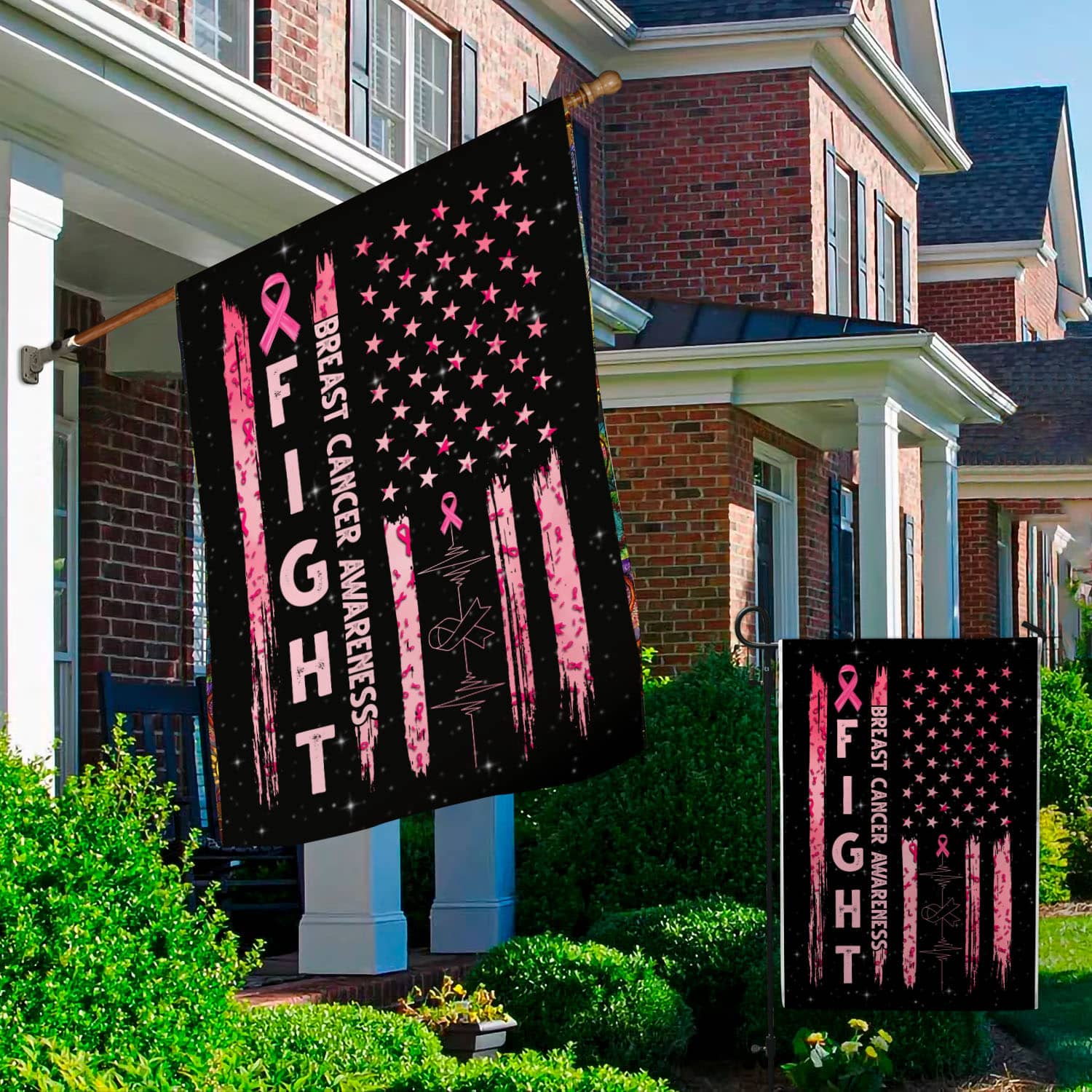 2UT. Fight Breast Cancer Side 1 Garden & House Mockup 2