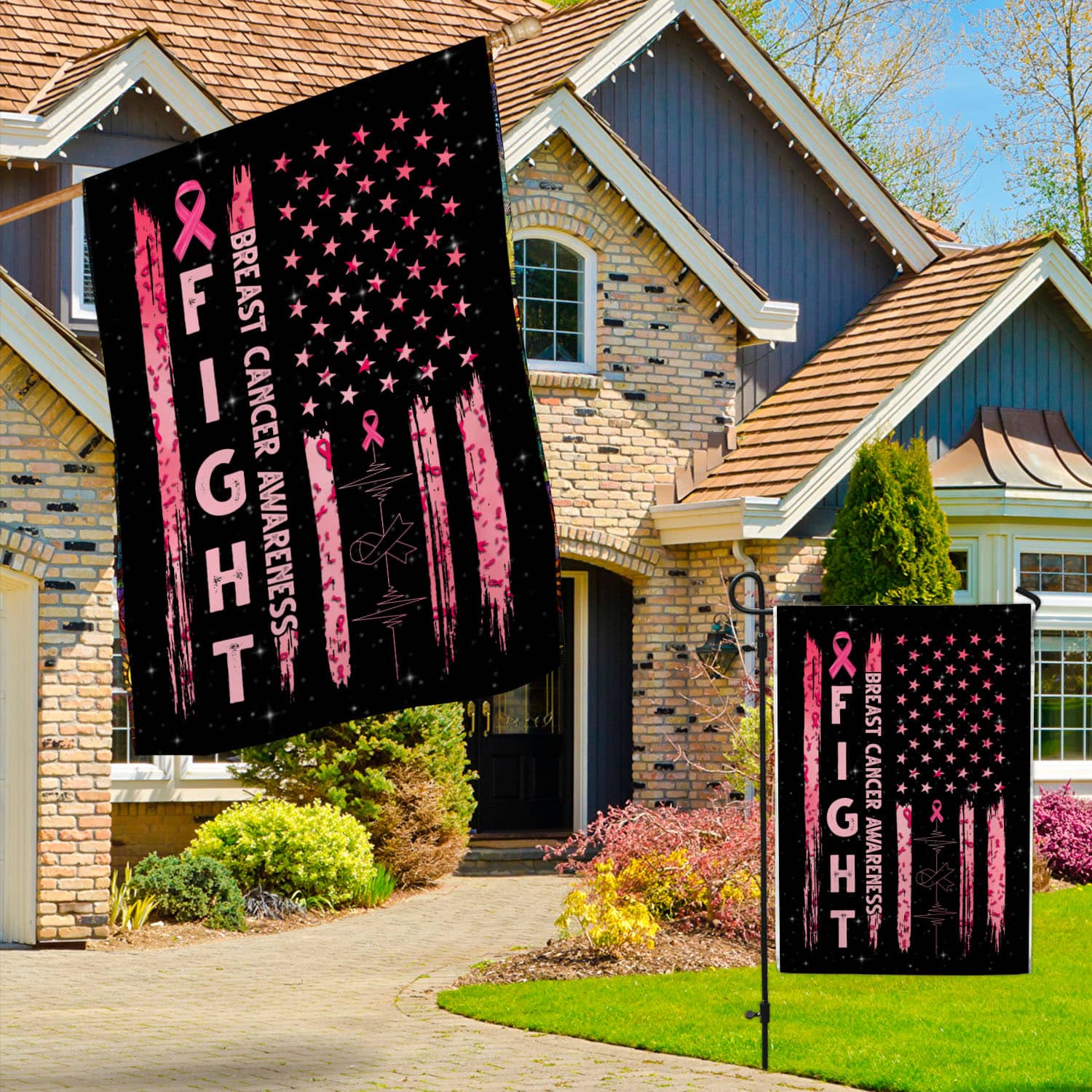 2UT. Fight Breast Cancer Side 1 Garden & House Mockup 3
