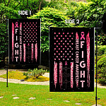 2UT. Fight Breast Cancer Side 1 Garden Flag Mockup 2 Side