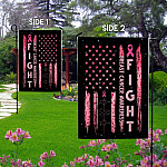 2UT. Fight Breast Cancer Side 1 Garden Flag Mockup 2 Side-1
