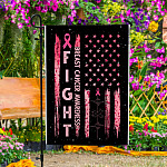 2UT. Fight Breast Cancer Side 1 Garden Flag Mockup 4