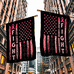 2UT. Fight Breast Cancer Side 1 House Flag Mockup 2 Side-1