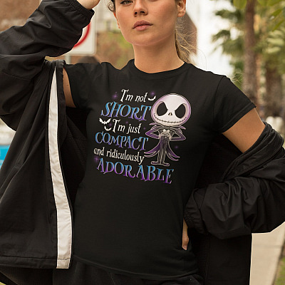 Alternative view of I'm Not Short I'm Just Compact and Ridiculously Adorable Skull T-Shirt - Funny Skull Hoodie - Sweatshirt - Long Sleeve Shirt