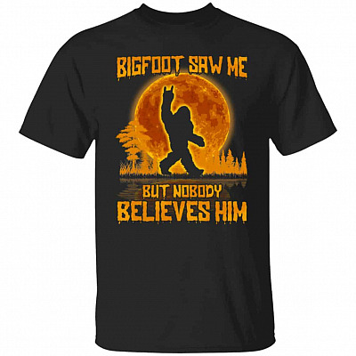 7VT. Bigfoot Saw Me, Black, Unisex T-Shirt