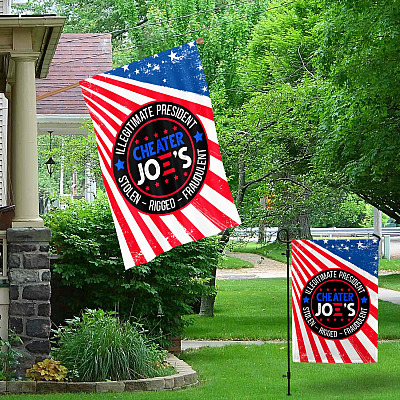 Alternative view of Anti Biden Illegitimate President Cheater Joe's Stolen Rigged Fraudulent Garden Flag - House Flag - Wall Flag