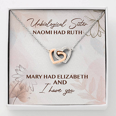 Unbiological Sister Naomi Had Ruth Mary Had Elizabeth And I Have You Interlocking Hearts Pendant Necklace - Interlocking Hearts Necklace