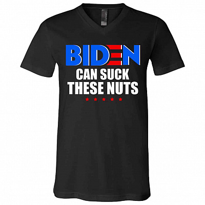 2 HG. Biden Can Suck, Black, V-Neck T-Shirt