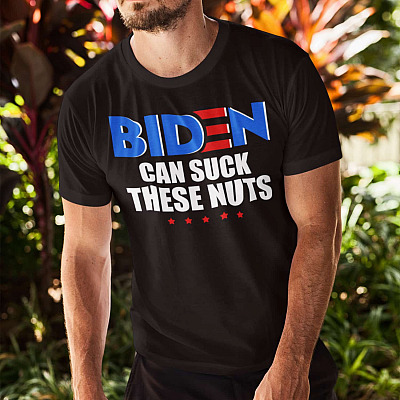 Alternative view of Biden Can Suck These Nuts T-shirt - V-neck - Funny Anti Biden Shirt - Funny Political Shirt