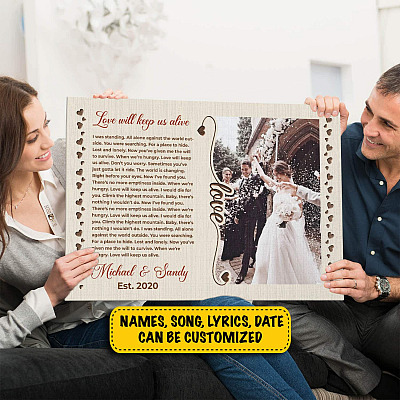 Alternative view of Song Lyrics Love Anniversary Custom Canvas - Personalized Photo and Lyrics Home Decor Wall Art - Poster for Couples