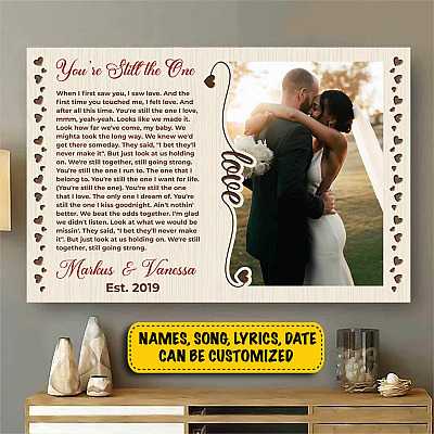 Song Lyrics Love Anniversary Custom Canvas - Personalized Photo and Lyrics Home Decor Wall Art - Poster for Couples