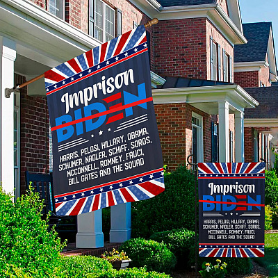 Alternative view of Imprison Biden Harris Pelosi Hillary Obama Garden Flag - Impeach Biden Flag - Anti Democrat House Flag