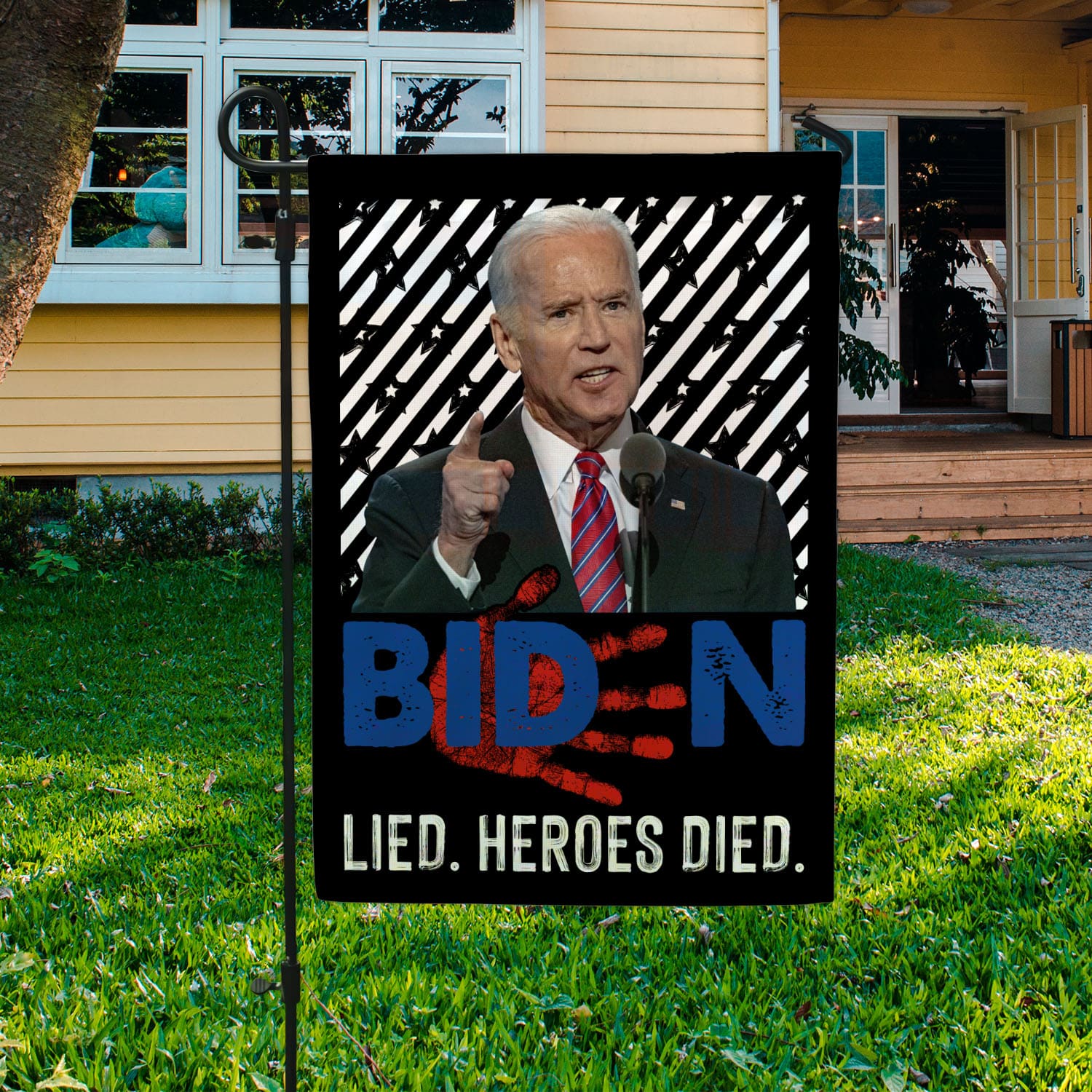 6UT. Biden Lied Heroes Died-flag -30x40 Garden Flag Mockup 3