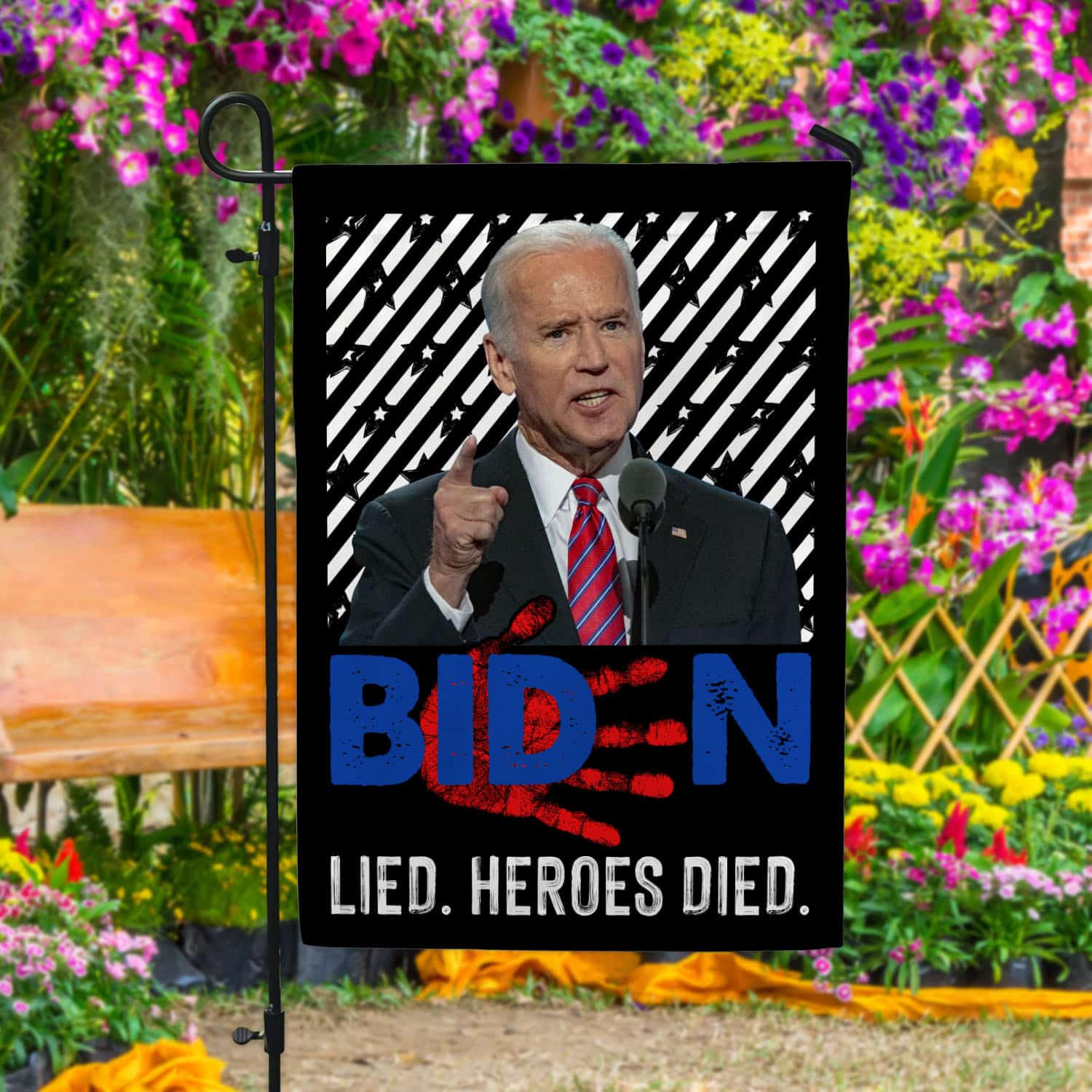 6UT. Biden Lied Heroes Died-flag -30x40 Garden Flag Mockup 4