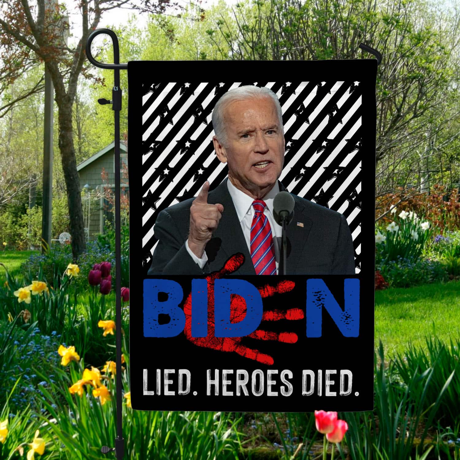 6UT. Biden Lied Heroes Died-flag -30x40 Garden Flag Mockup 5