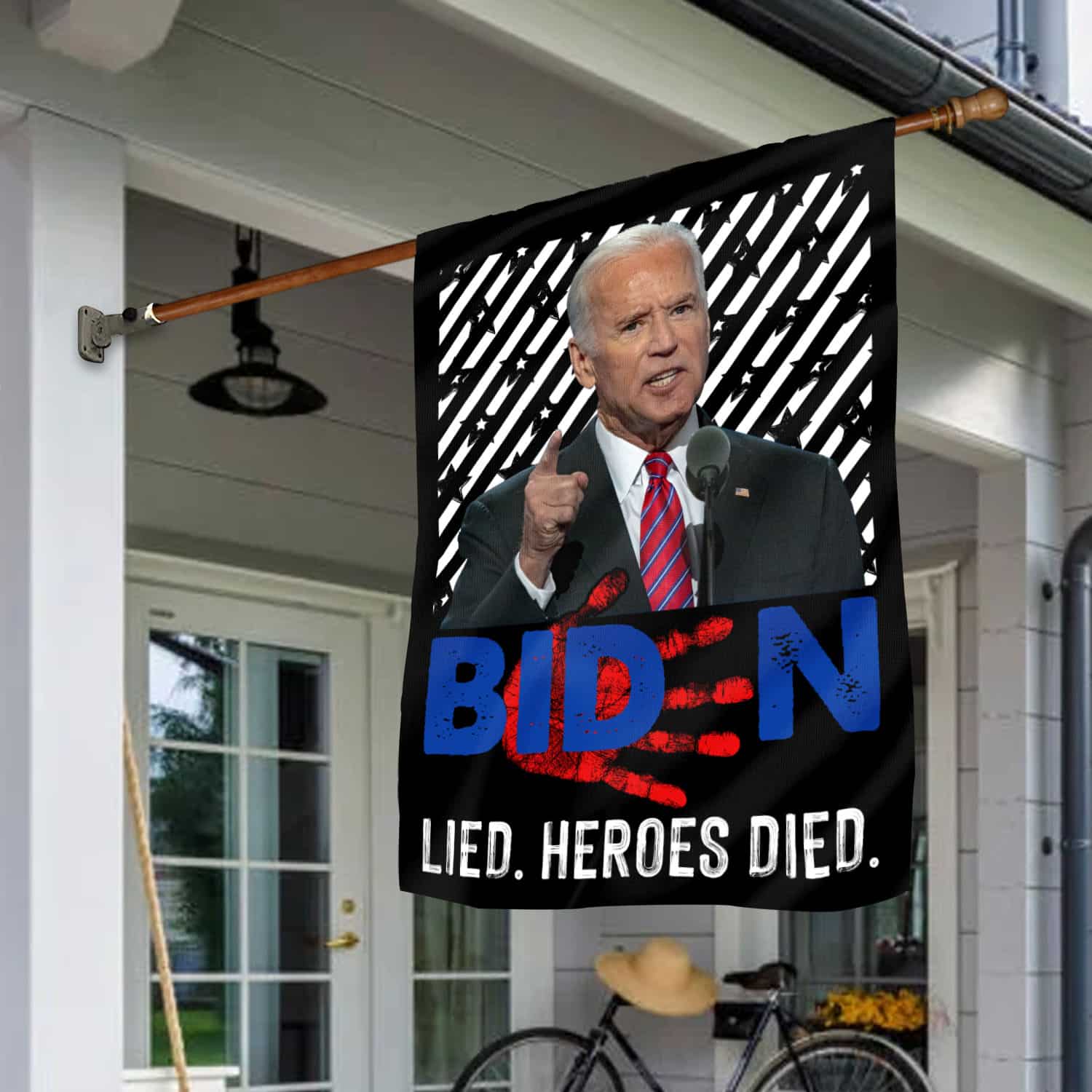 6UT. Biden Lied Heroes Died-flag -30x40 House Flag Mockup 1